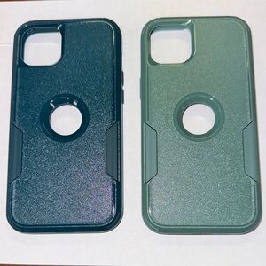 Set of 2 iPhone 15 Plus 6.7 Protective Phone Case Set - Dark Green and PineGreen